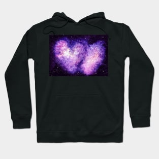 Watercolor Heart Shape Galaxy and Starry Sky Hoodie